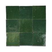 Handcrafted Tile Zellige 4x4 Wall Tiles - Direct from Fes - Emerald Green ( Per SQFT)