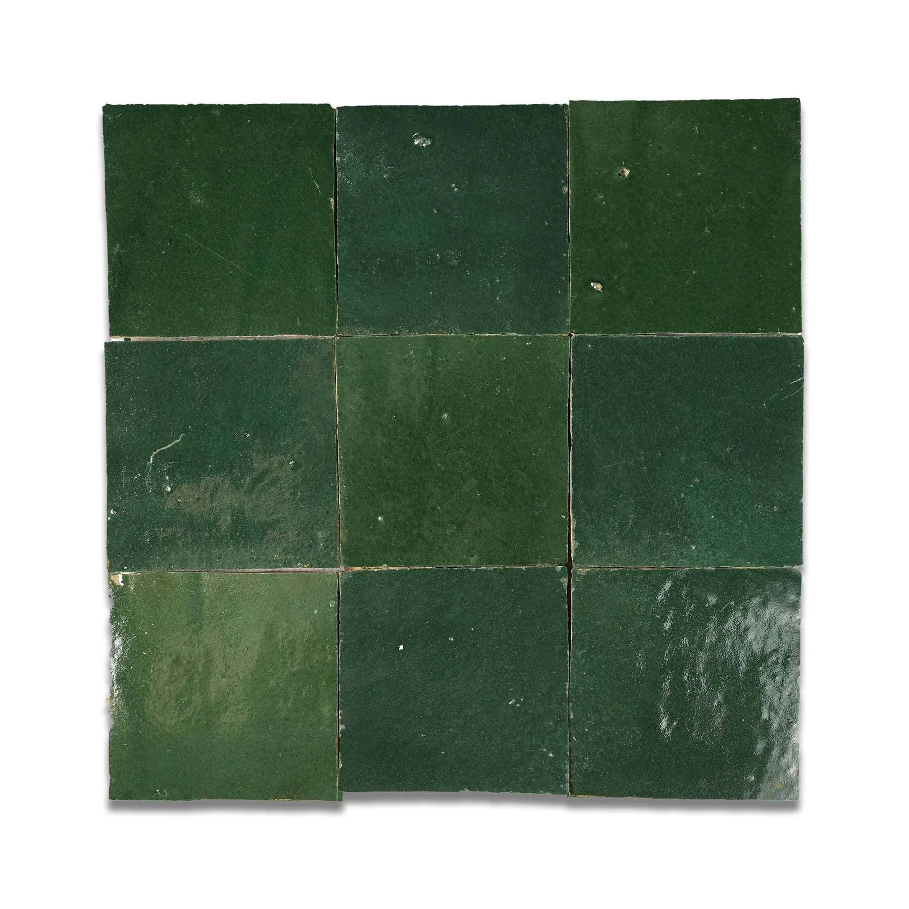 Handcrafted Tile Zellige 4x4 Wall Tiles - Direct from Fes - Emerald Green ( Per SQFT)