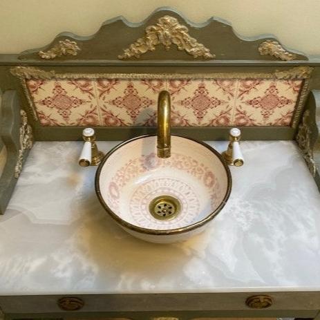 Rose Gold & Brushed brass Bathroom Ceramic Sink