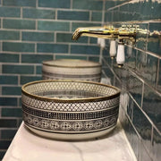 MidCentury Modern Washbasin - Black & Brushed Brass Sink Vessel