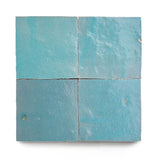 Custom Made Teal Blue Zellige Backsplash 4" x 4" (Per Sqft)