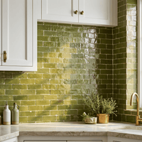 Bejmats Olive Green 6x2 Brick Tiles - Handtile