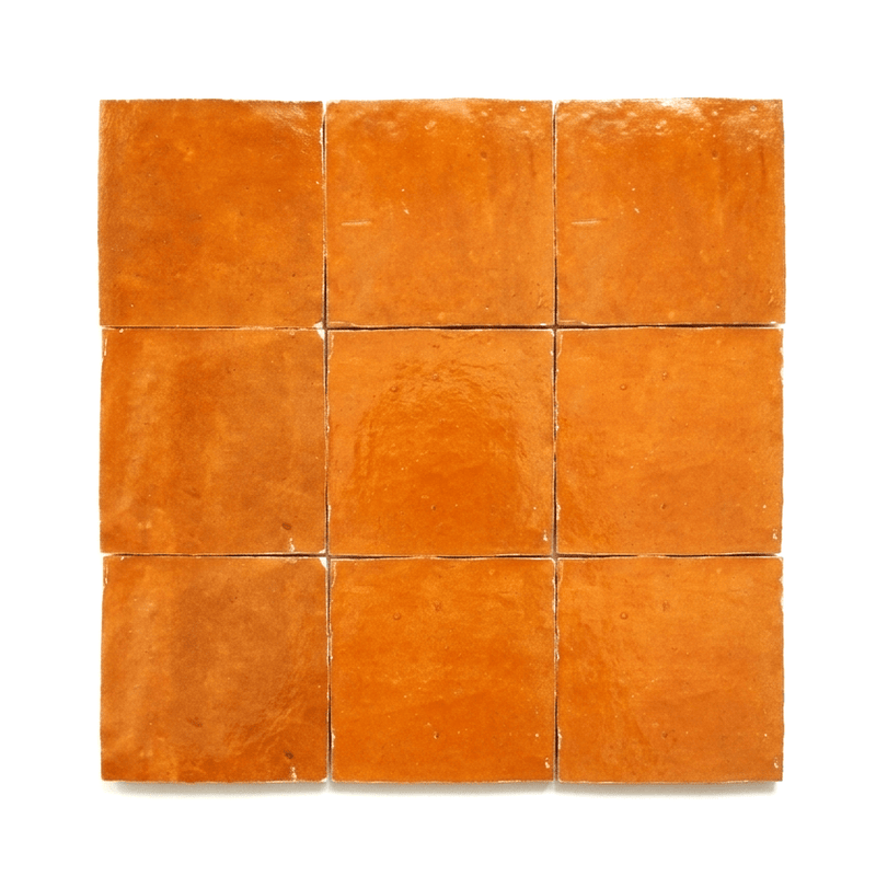 Burnt Orange Tile Zellige Square 4x4 - Handtile