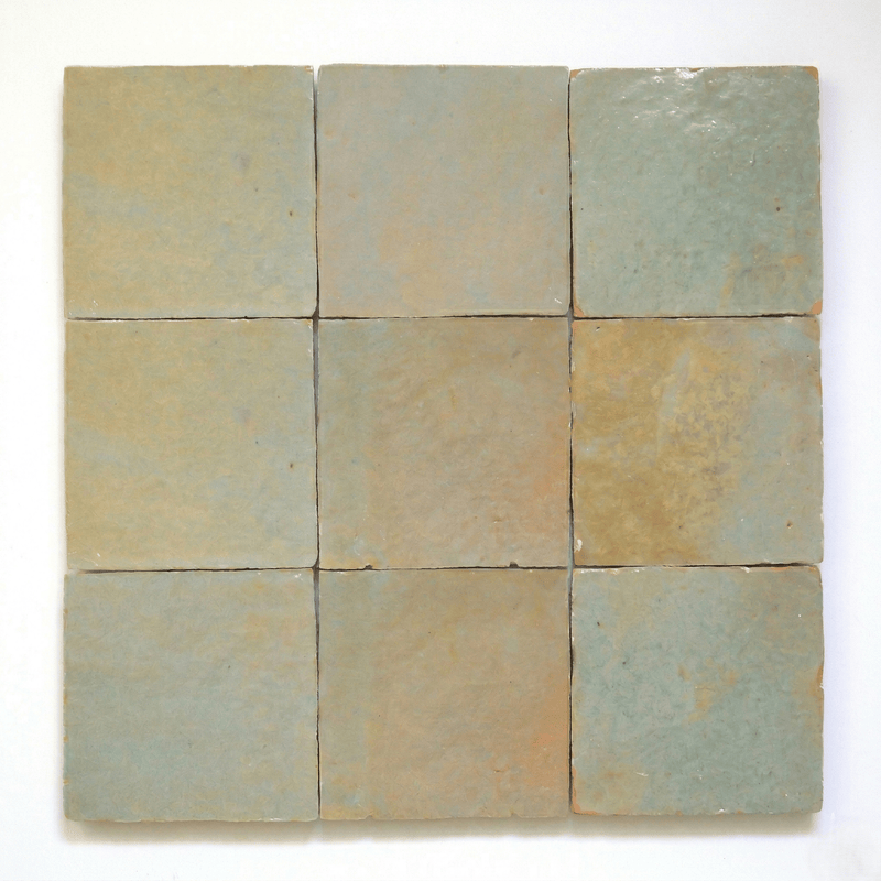Celadon Mint Zellige Square Tile – 4x4 (Per Sqft) - Handtile