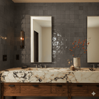 Custom Made Earthy Gray Square Zellige tile 4x4 - Handtile