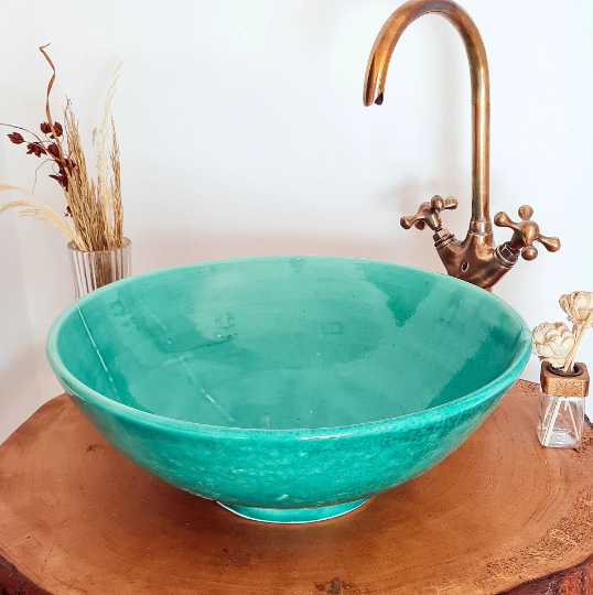 16in Custom Made Turquoise Bathroom Sink