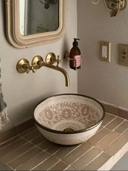 Handmade Brushed Brass & Rose Gold Ceramic Bathroom Vessel Sink