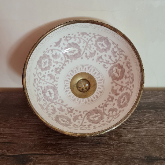 Brushed Brass & Rose Gold Washbasin Ceramic Bathroom Vessel