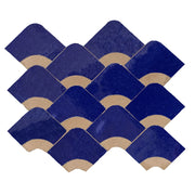 Blue Creative Wavy Handmade Zellige Tiles (Per Sqft)