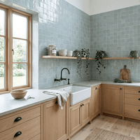 Grey Blue Zellige Square Tiles 4x4 — Handmade Moroccan Backsplash - Handtile