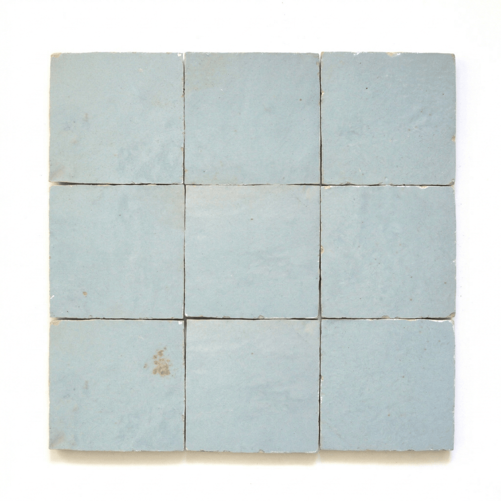 Grey Blue Zellige Square Tiles 4x4 — Handmade Moroccan Backsplash - Handtile