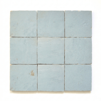 Grey Blue Zellige Square Tiles 4x4 — Handmade Moroccan Backsplash - Handtile