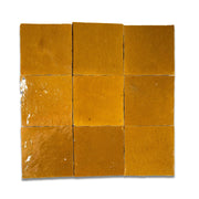 Handcrafted Tile Zellige 4x4 Wall Tiles - Direct from Fes - Mustard ( Per SQFT) - Custo&Co