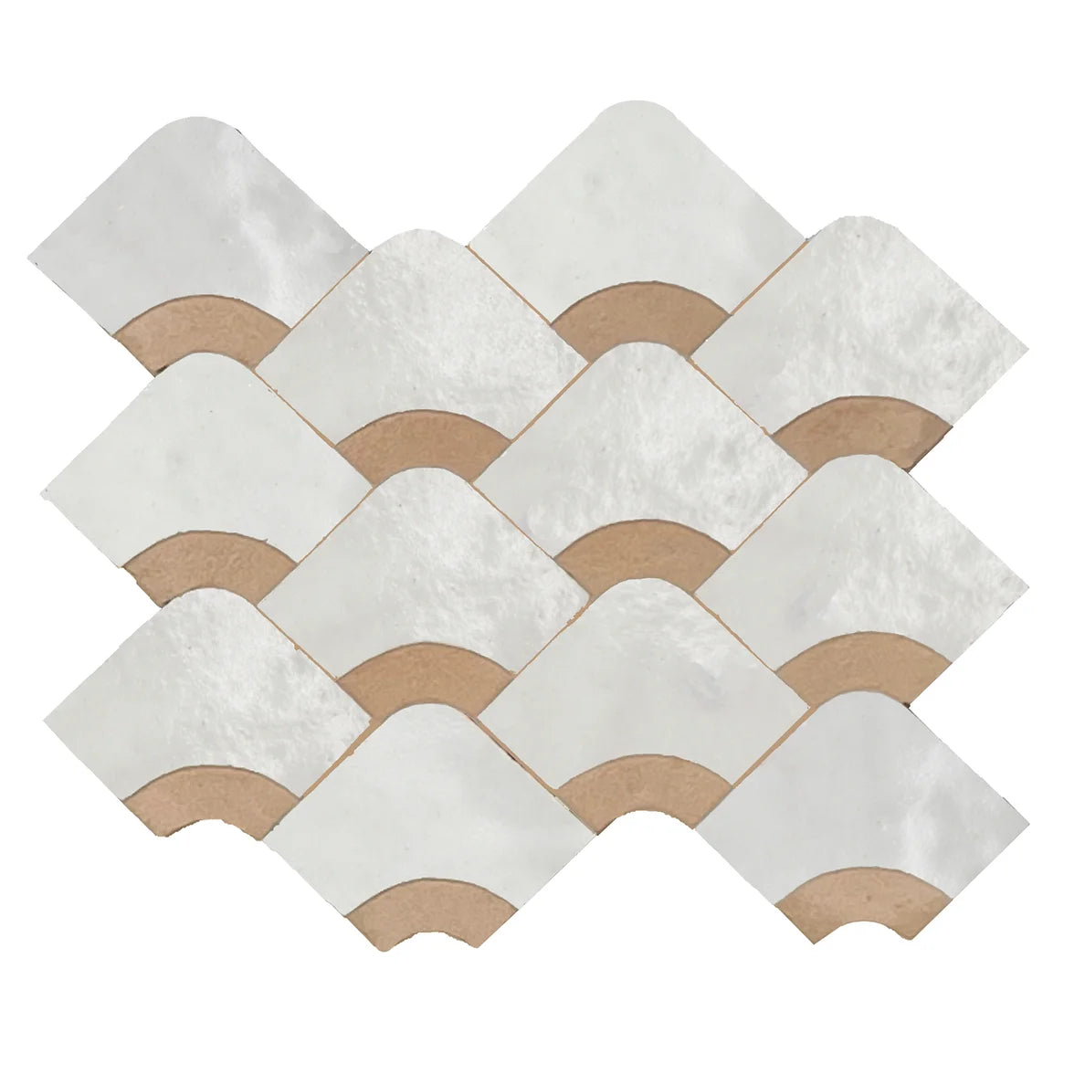 White Creative Wavy Handmade Zellige Tiles (Per Sqft)