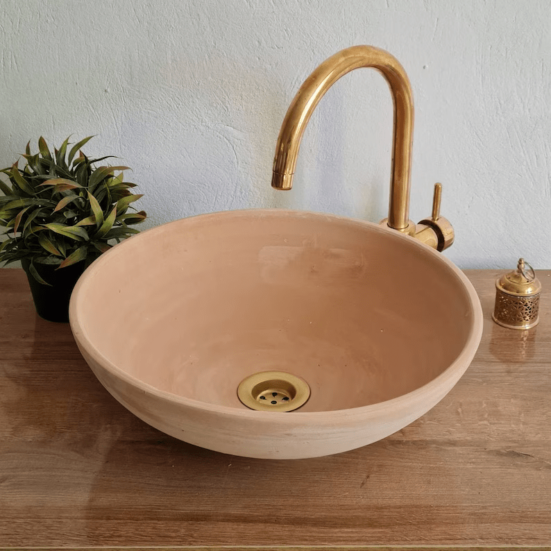 Moroccan - Inspired Terracotta Vessel Sink: Elevate Your Bathroom with Handcrafted Elegance - Custo&Co