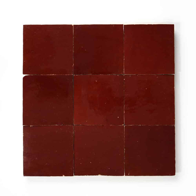 Custom Made Burgundy Red Zellige Backsplash 4x4