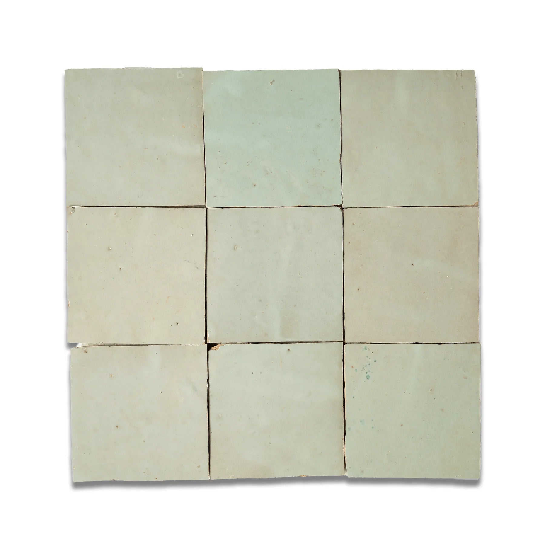 Handcrafted Tile Zellige 4x4 Wall Tiles - Direct from Fes - Sage Green  ( Per SQFT)