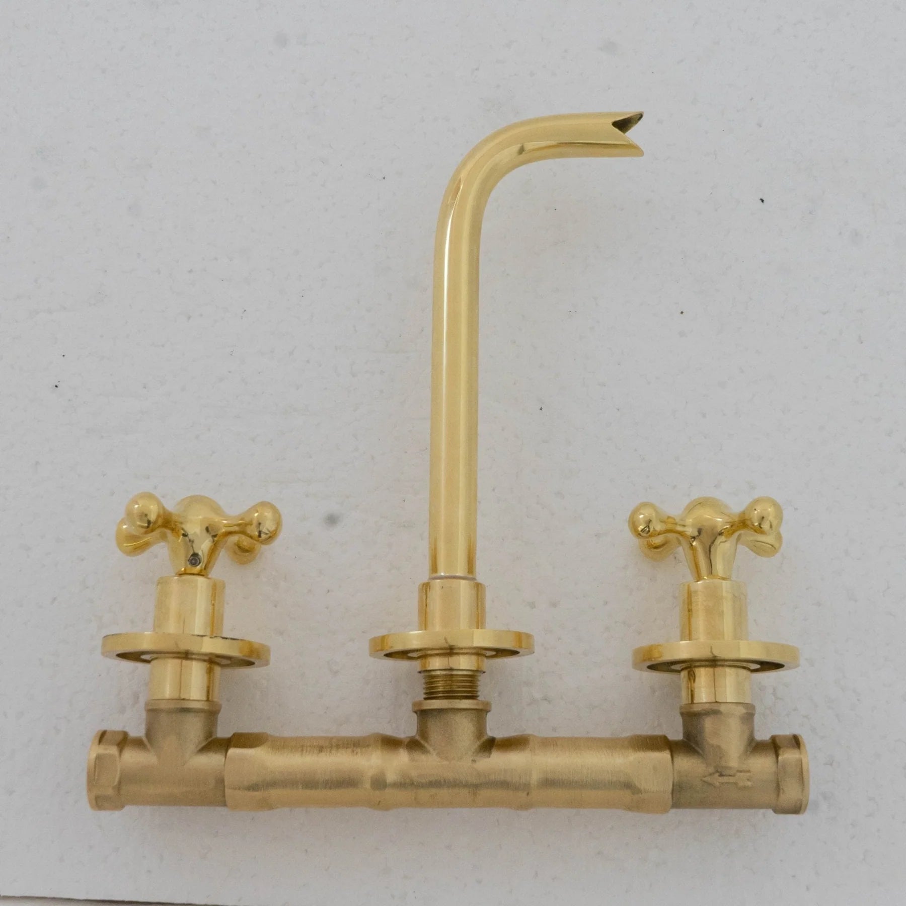 Unlacquered Brass Bathroom Faucet - Antique Brass Wall Mount Faucet - Custo&Co