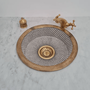 Wet Bar Sink - Handpainted Ceramic Sink With Brushed Brass Rim - Custo&Co