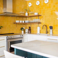 Custom Made Yellow Zellige Backsplash 4" x 4" (Perf Sqft)