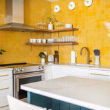 Custom Made Yellow Zellige Backsplash Tiles 4" x 4" (Perf Sqft)
