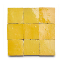 Custom Made Yellow Zellige Backsplash Tiles 4" x 4" (Perf Sqft)